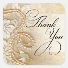Pearls and Lace Thank You | eggshell Stickers