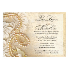 Pearls and Lace Wedding | eggshell Card