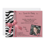 Pearls and Pink With Zebra Stripes Party Invite