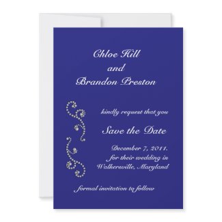 Pearls and Sapphire Blue Save the Date zazzle_invitation