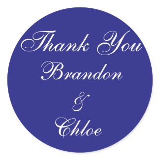 Pearls and Sapphire Blue Thank You Sticker zazzle_sticker