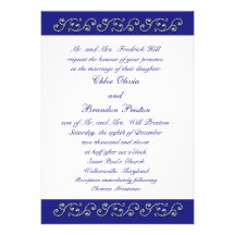 Pearls and Sapphire Blue Wedding Invitation