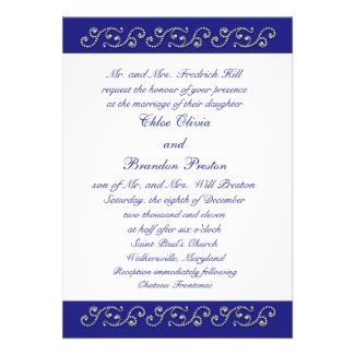Pearls and Sapphire Blue Wedding Invitation