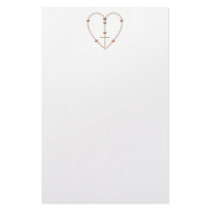 "Pearls" heart shaped Rosary Personalized Stationery
