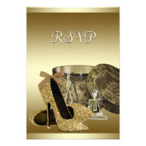 Pearls High Heel Shoes Black Gold RSVP invitations