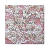 Pearls & Lace Save the Date Magnet by dizzypixels Pearls & Lace Save the Date Magnet