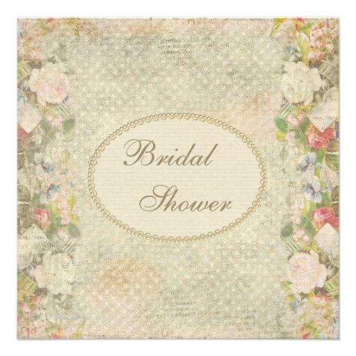 Pearls & Lace Shabby Chic Flowers Bridal Shower Personalized Invitation
