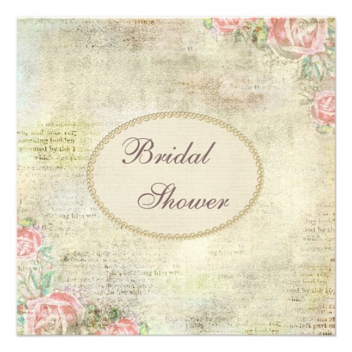 Pearls & Lace Shabby Chic Roses Bridal Shower Invite