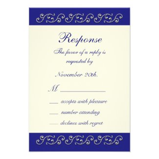 Pearls, Off White and Sapphire Blue RSVP Personalized Announcements