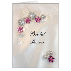 Pearls Pink Diamond Buttons Bridal Shower Invite Cards
