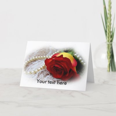 pearls & rose customizable greeting card
