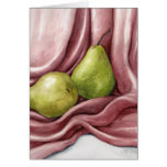 Pears on silk folds card cards