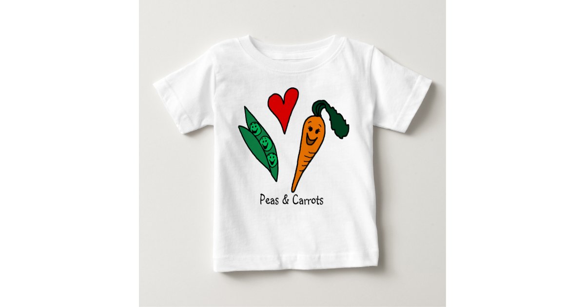 Peas and Carrots Love Cute Green and Orange Tshirt Zazzle