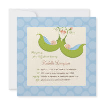 Peas in a Pod Boy Twins Baby Shower Invitation