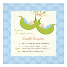 Peas in a Pod Boy Twins Baby Shower Invitation