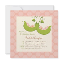 Peas in a Pod Girl Twins Baby Shower Invitation