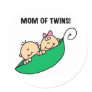 Peas in a Pod Mom of Twins Stickers