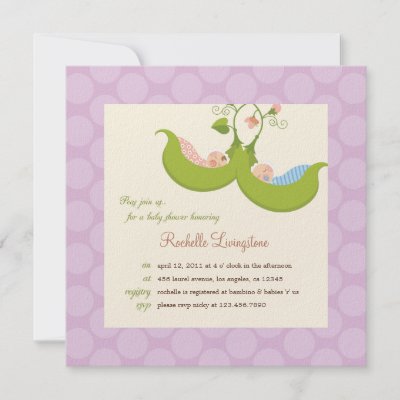 Sweet  Baby Invitations on Peas In A Pod Twin Boy Girl Baby Shower Invitation From Zazzle Com