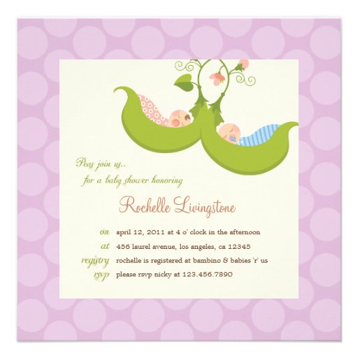 Peas in a Pod Twin Boy Girl Baby Shower Invitation from Zazzle.com