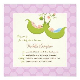 Peas in a Pod Twin Boy Girl Baby Shower Invitation