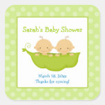 Peas in a Pod Twin Boys Square Favor Sticker