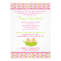 Peas in a Pod Twin Girls 5x7 Baby Shower Invite