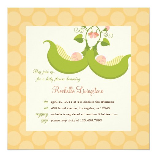 Peas in a Pod Twins Baby Shower Invitation