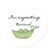 Peas in Pod Expecting Twins Round Stickers