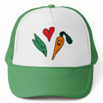 Peas Love Carrots, Cute Green and Orange Design Trucker Hats