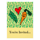 Peas Love Carrots, Cute Green and Orange Design invitations
