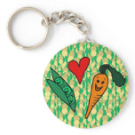 Peas Love Carrots, Cute Green and Orange Design Key Chains