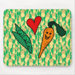 Peas Love Carrots, Cute Green and Orange Design mousepads