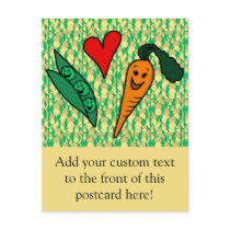 Peas Love Carrots, Cute Green and Orange Design Post Cards