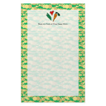 Peas Love Carrots, Cute Green and Orange Design Custom Stationery