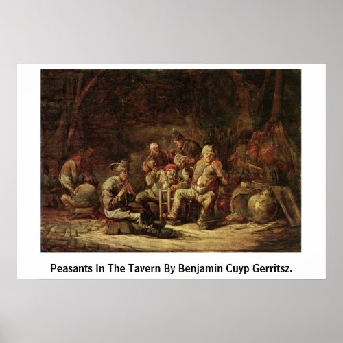 Peasants In The Tavern By Benjamin Cuyp Gerritsz. Poster