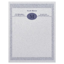 "Pebble Blue Monogrammed" Letterhead
