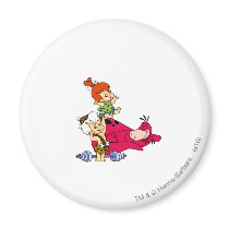 Pebbles and Bam Bam  and Dino Playtime Fridge Magnets