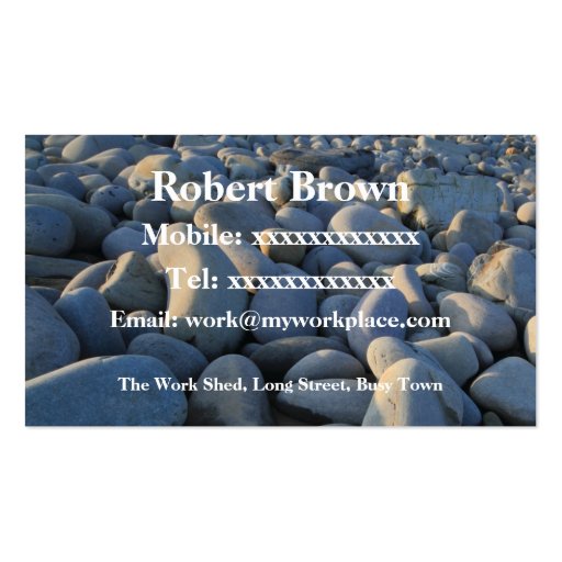 Pebbles on the Shore Business Card (front side)