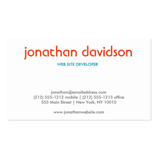 PEBBLES TYPOGRAPHIC (Horizontal) Business Card (front side)