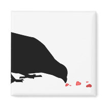 pecking order. blackbird & red hearts. magnets
