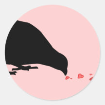 pecking order. blackbird & red hearts. sticker