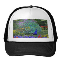 Pecock Spring Flowers Ball Cap Trucker Hats