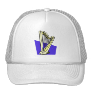 Pedal Harp Blue Box Behind It Graphic Image Mesh Hats