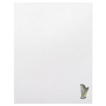 Pedal Harp Blue Tinted Plain Graphic Design Customized Letterhead