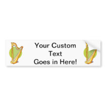 Pedal Harp Green Circle Behind Graphic Music Bumper Stickers