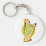 Pedal Harp Green Circle Behind Graphic Music Key Chain