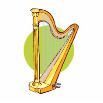 Pedal Harp Green Circle Behind Graphic Music Acrylic Cut Outs