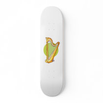 Pedal Harp Green Circle Behind Graphic Music Custom Skate Board
