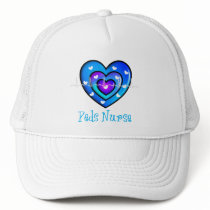 Pediatric Nurse Artsy Blue Heart Design Gifts Hat