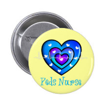 Pediatric Nurse Artsy Blue Heart Design Gifts Pins
